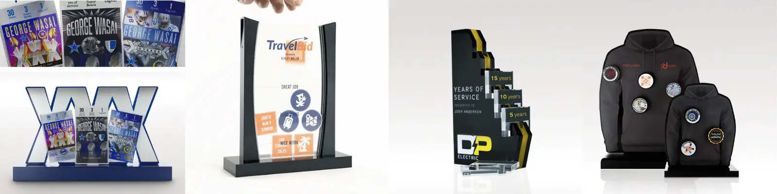 Images of awards given at a corporate company