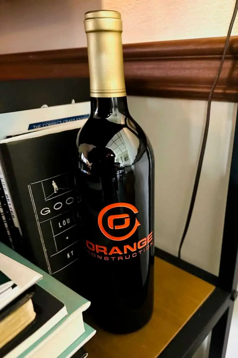 Orange Construction Wine Bottle